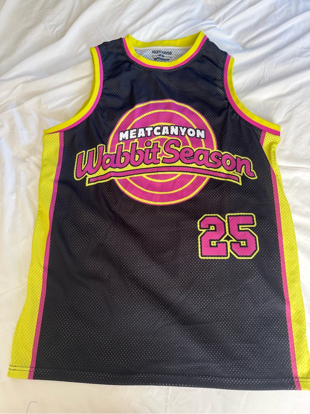 Meatcanyon Wabbit Season Black & Neon Pink Basketball Jersey